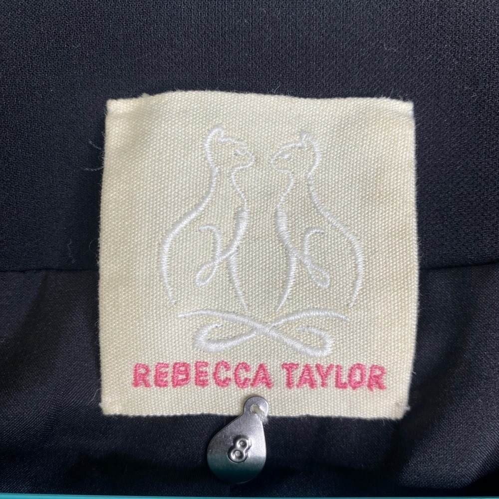 Rebecca Taylor Black Quilted Lamb Leather Mixed Media Peplum Jacket Size 8 - Picture 4 of 11